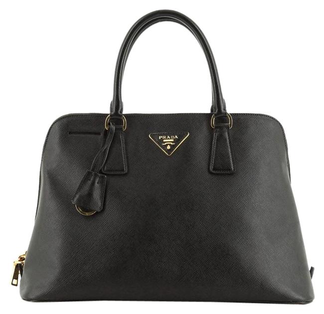 Prada Promenade Saffiano Medium Black Leather Tote