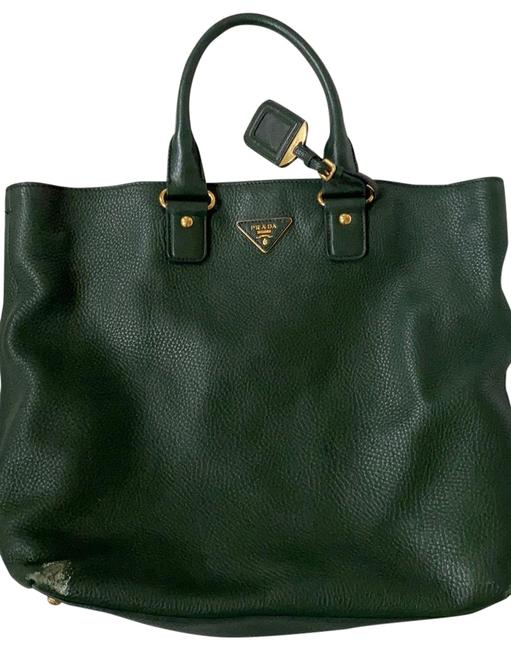 Prada Purse Green Leather Tote