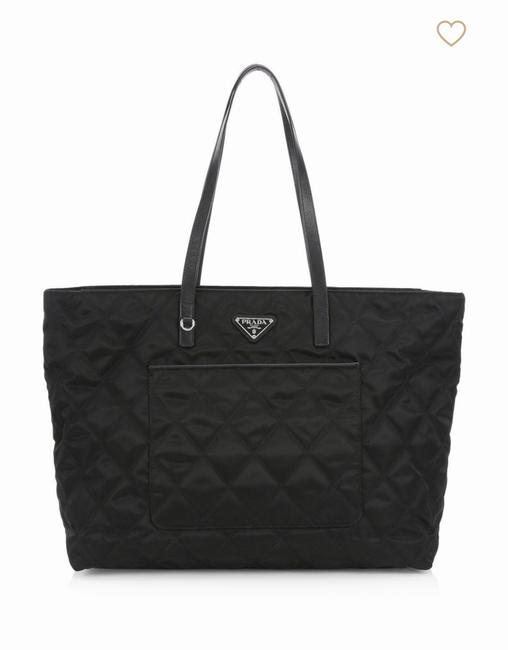 Prada Quilted Black Nylon and Leather Tote