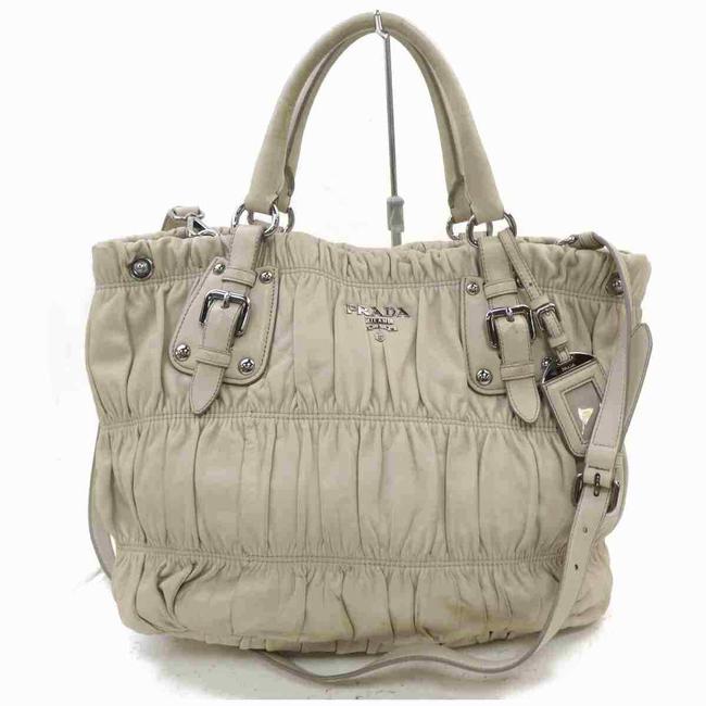 Prada Quilted Hand with Strap 2way 872997 Beiges Leather Tote