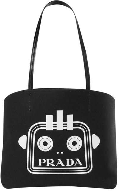 Prada Robot Black Canvas Tote