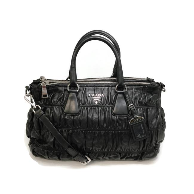 Prada Ruched Black Leather Tote