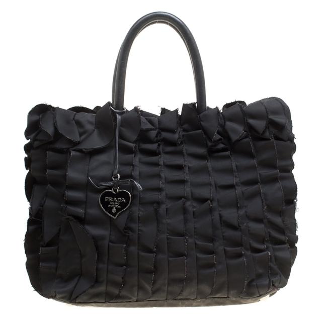 Prada Ruffle Black Nylon Tote