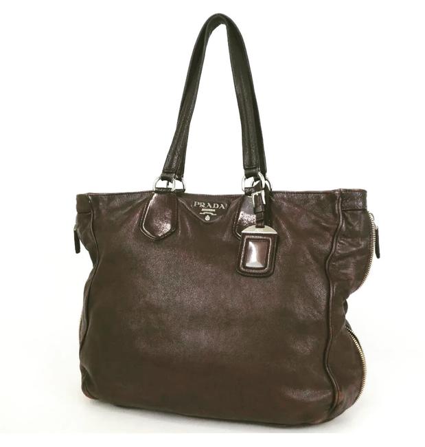 Prada Saffiano Brown Calfskin Leather Tote