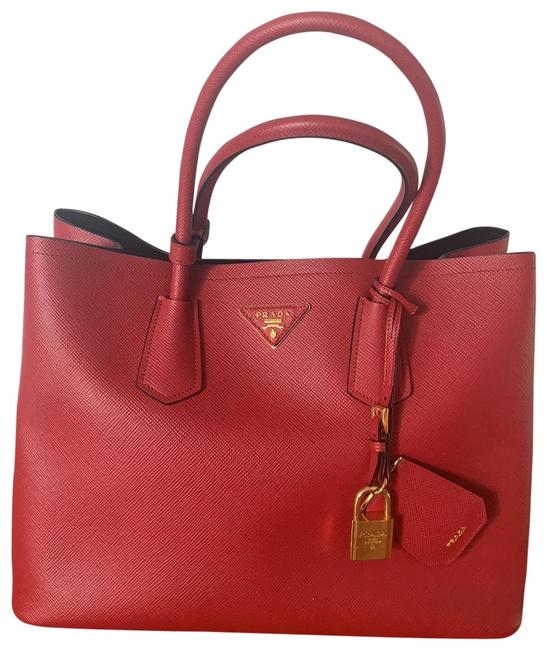 Prada Saffiano Cuir Red Leather Tote