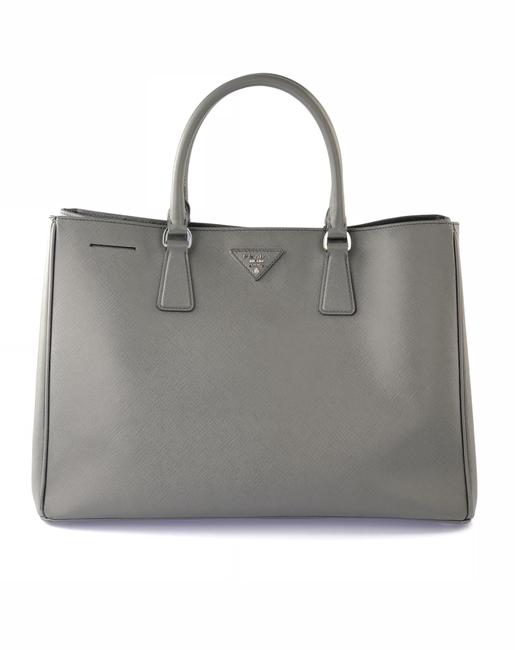 Prada Saffiano Gray Leather Tote