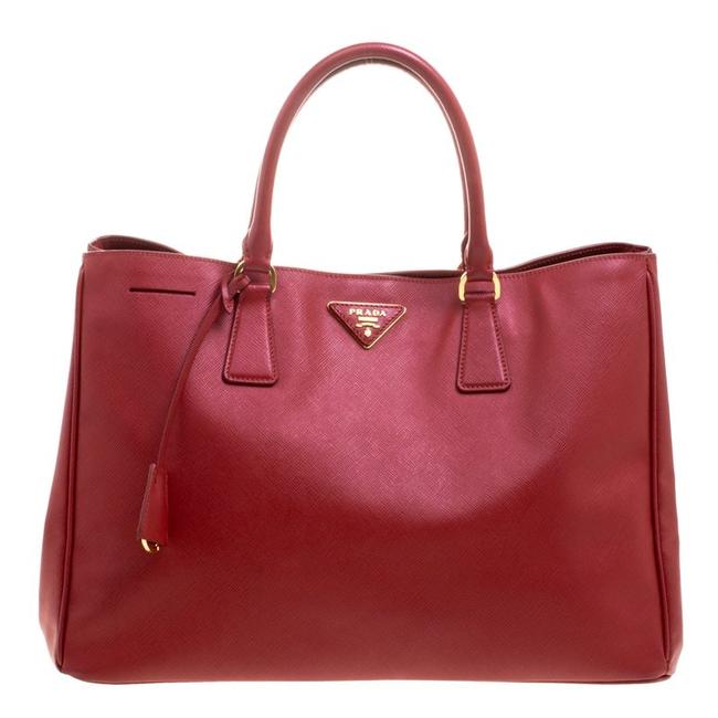 Prada Lux Saffiano Large Gardeners Red Leather and Nylon Tote