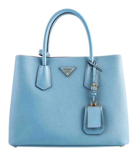 Prada Large Saffiano Light Blue Leather Tote