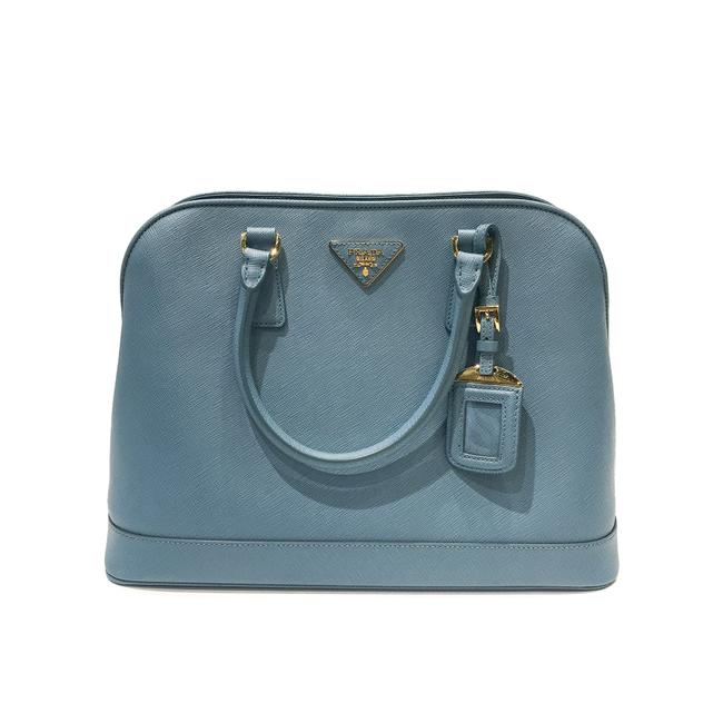 Prada Bag Lux Saffiano Blue Leather Tote