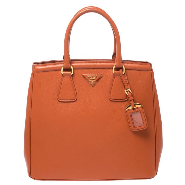 Prada Saffiano Parabole Orange Leather Tote