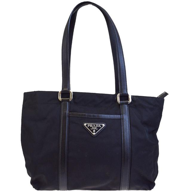 Prada Shoulder Bag Saffiano Black Nylon Tote