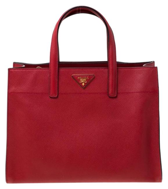 Prada Saffiano Soft Red Leather Tote