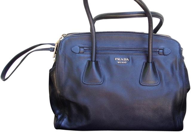 Prada Saffiano Vintage Big ToteShoulder Purse Black Leather Tote