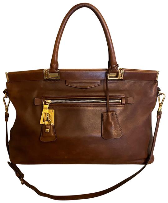 Prada Satchel with Strap Brown Leather Tote
