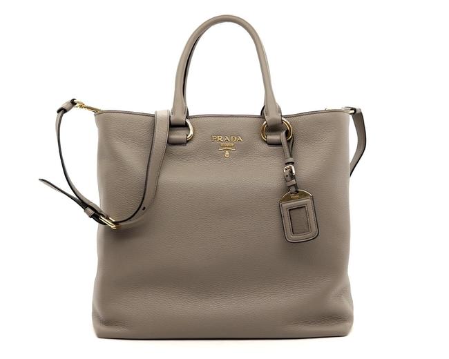 Prada Phenix Shopper Grey Leather Tote