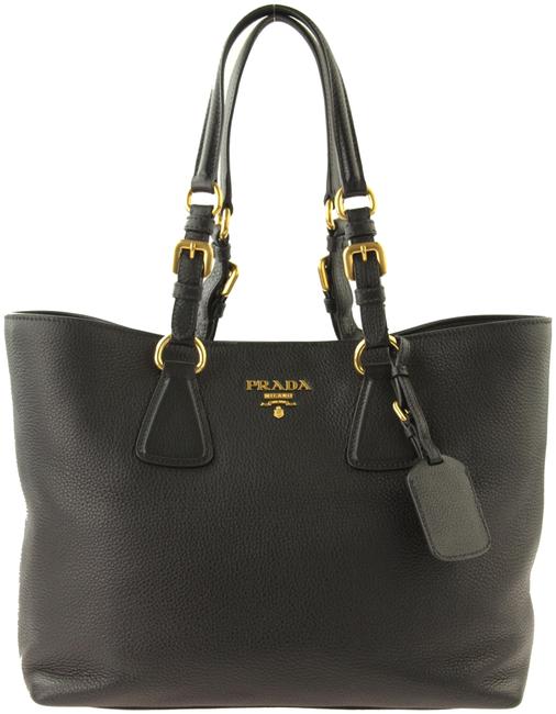 Prada Shopping Black Leather Tote