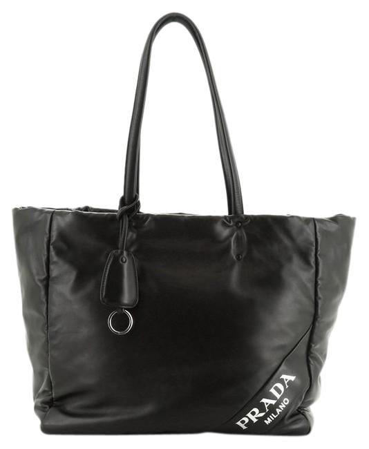 Prada Shopping Padded Nappa Medium Black Leather Tote
