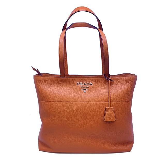 Prada Shopping Phenix Vitello 1bg203 Orange Leather Tote
