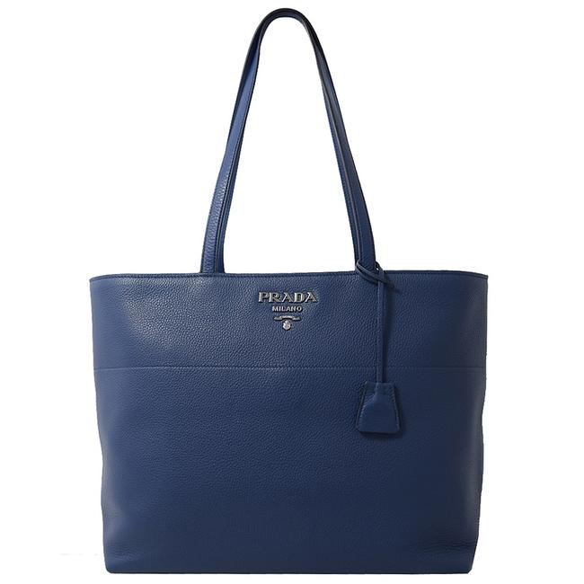 Prada Shopping Phenix Vitello Bluette 1bg203 Blue Leather Tote
