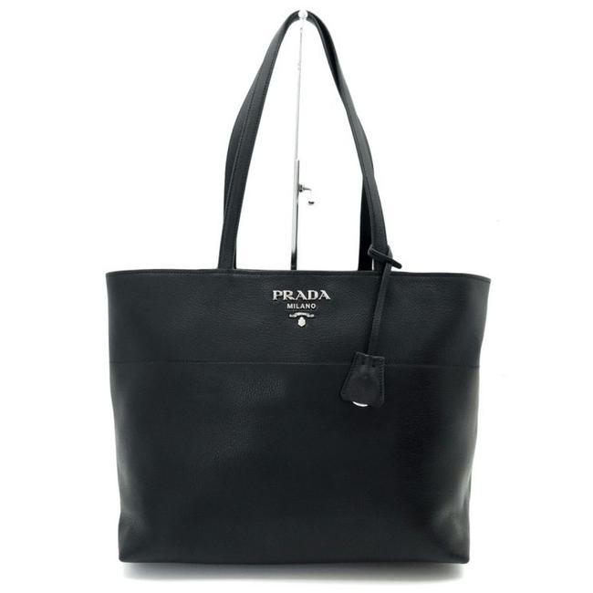 Prada Shopping Phenix Vitello Large 1bg203 Black Leather Tote