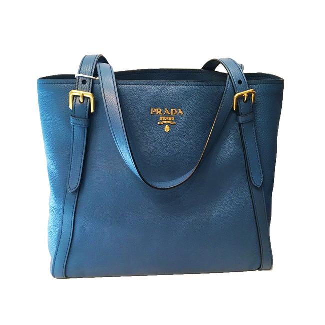 Prada Shopping Phenix Womens Cobalt Vitello 1bg064 Blue Leather Tote
