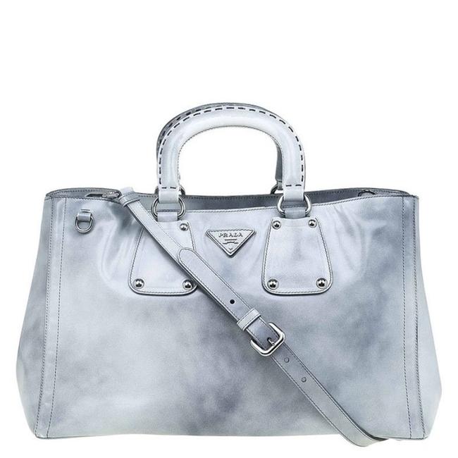 Prada Shopping Spazzolato Grey Leather Tote