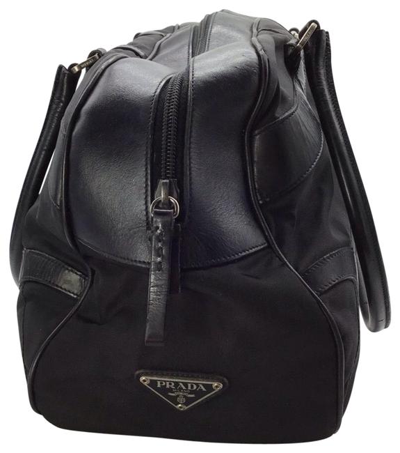 Prada Shoulder Bag And Leather Black Nylon Tote