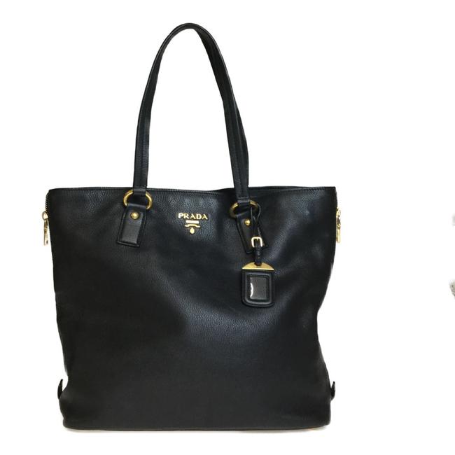 Prada Shoulder Bag Br4372 Black Leather Tote