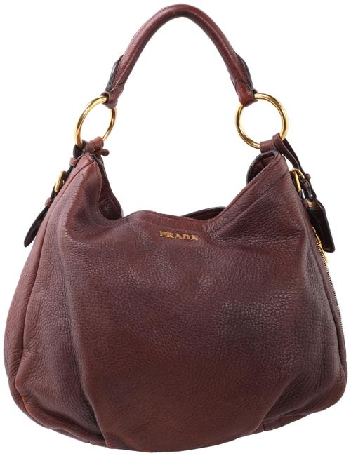 Prada Shoulder Bag Cervo Antik Brown Deerskin Leather Tote