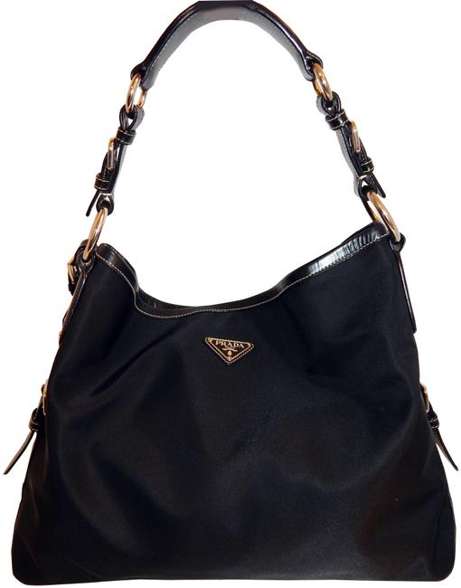 Prada Shoulder Bag Hobo Tessuto Leather Large Italy Black Nylon Tote