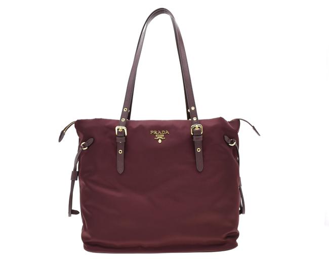 Prada Shoulder Bag Shopping Burgundy Nylon Tote