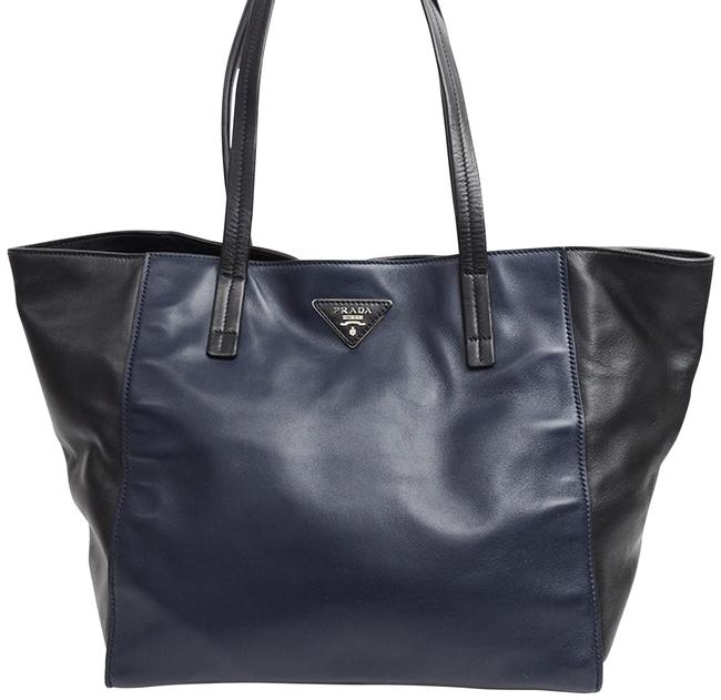 Prada Shoulder Bag Soft Calf Black Leather Tote