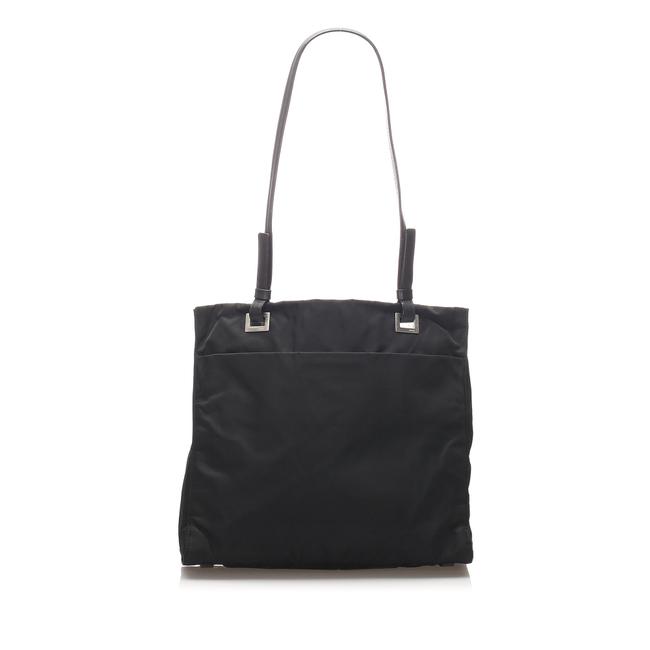 Prada Shoulder Bag Tessuto Black Leather Tote