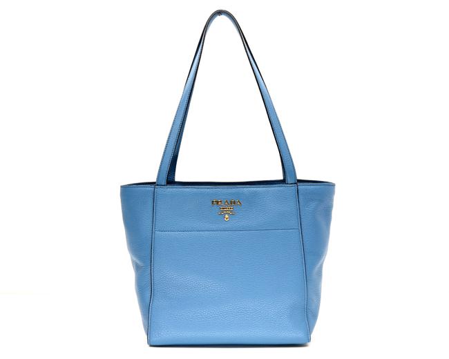 Prada Phenix Shoulder Bag Blue Leather Tote
