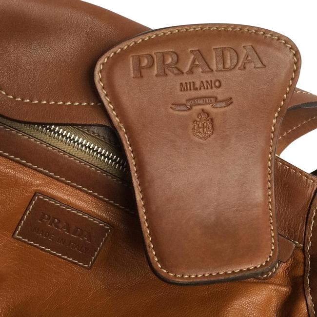 Prada Shoulder Bag Brown Canvas Tote