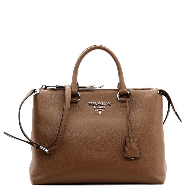 Prada Phenix Shoulder Bag Brown Leather Tote