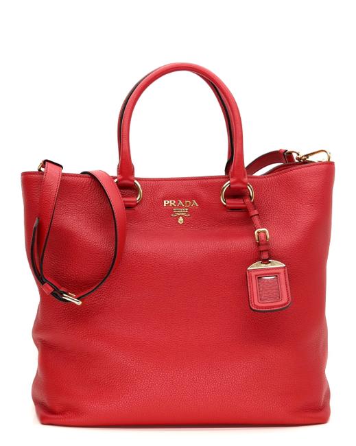 Prada Phenix Shoulder Bag Red Leather Tote