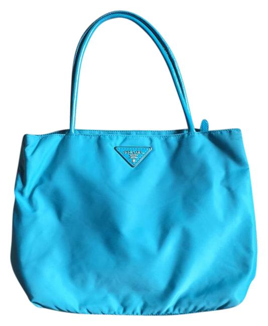Prada Shoulder Bag Teal Nylon Tote