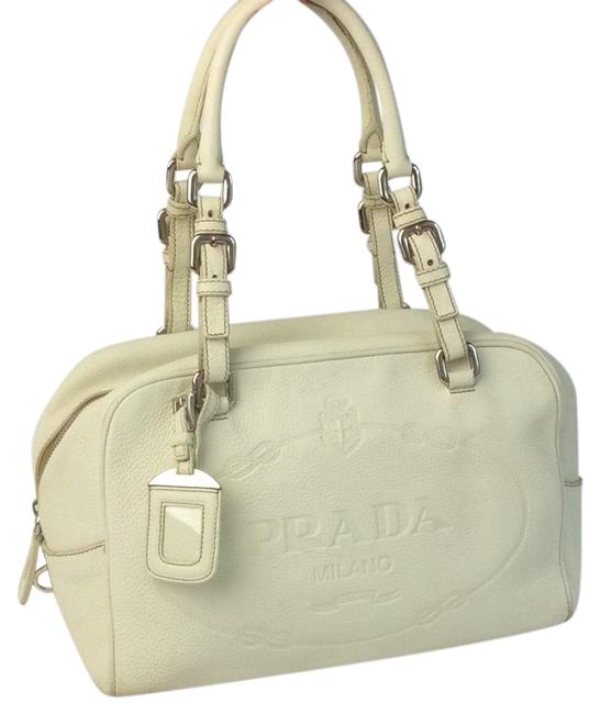 Prada Shoulder Bag White Deerskin Leather Tote