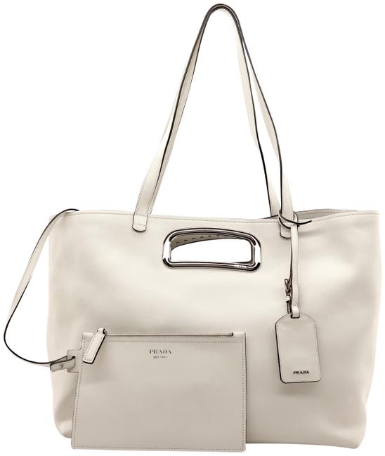 Prada Shoulder Bag White Leather Tote
