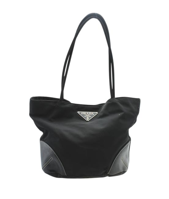 Prada Small  Leather 179568 Black Nylon Tote