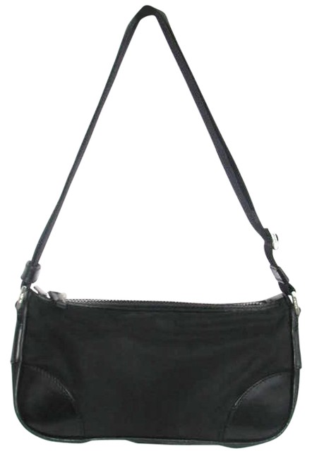 Prada Small Classic Black Microfiber Shoulder Bag