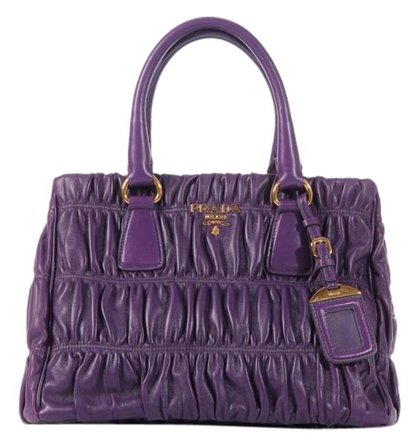 Prada Ruched Small Violet Purple Leather Tote