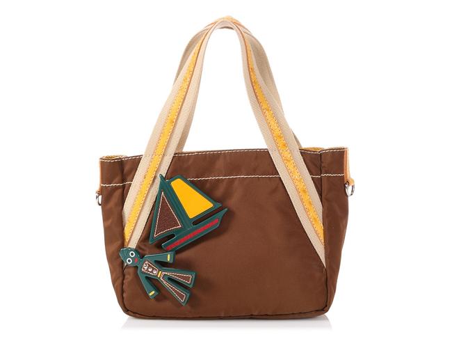 Prada Small Sailboat Brown Nylon Tote
