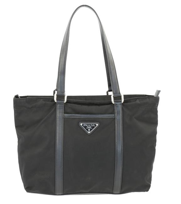 Prada Small Tessuto Black Canvas Tote