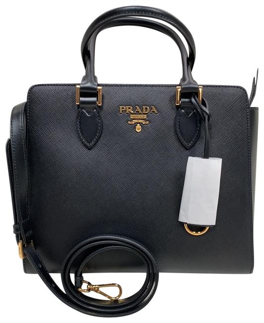 Prada Soft Calf Handbag 1ba113 Black Saffiano Leather Tote