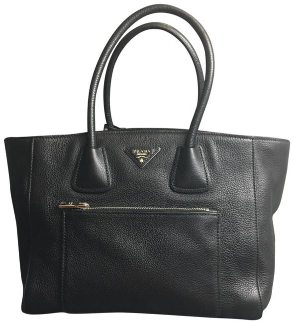 Prada Soft Leather Large Black Tote