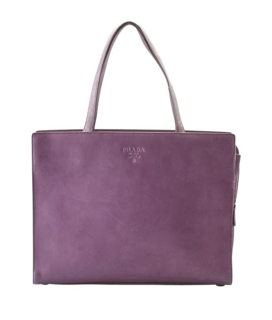 Prada Solid 152100 Purple Lambskin Leather Tote