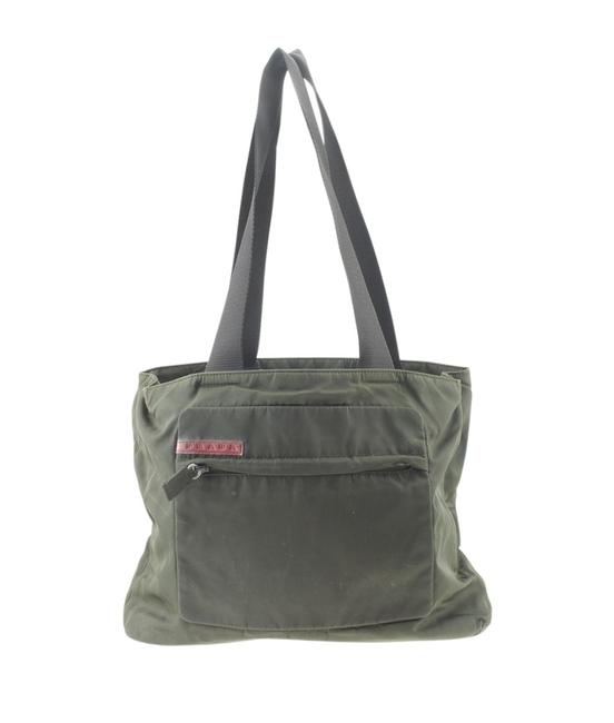 Prada Solid 161987 Green Nylon Tote
