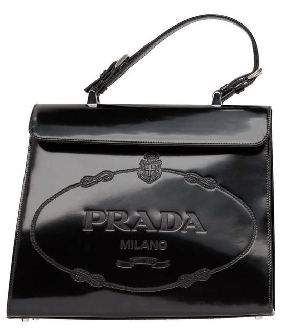 Prada Spazzlatotote Black Patent Leather Tote